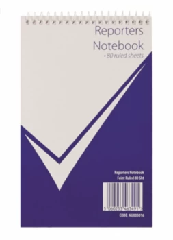 Image of Value Reporters Notebook 160 Page Feint Ruled PK20