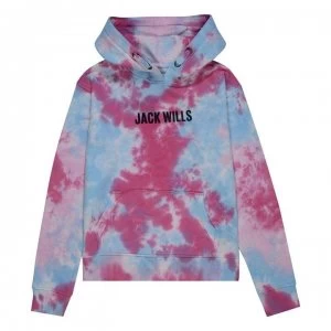 image of Jack Wills Tie Dye Sky Print Hoodie - Blue/Purple