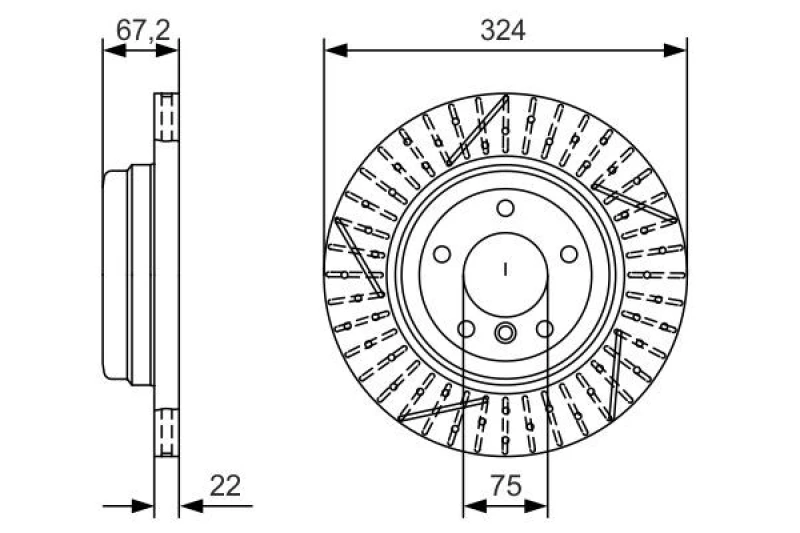 Image of Bosch 0 986 479 A78 Brake disc Vented, Coated, High-carbon, with bolts/screws Brake Disc (82)