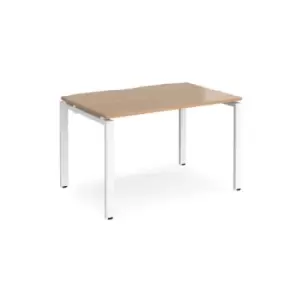 Image of Bench Desk Single Person Starter Rectangular Desk 1200mm Beech Tops With White Frames 800mm Depth Adapt