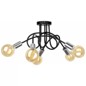Image of Keter Rumba Multi Arm Semi Flush Ceiling Light Black, Silver, 50cm, 5x E27
