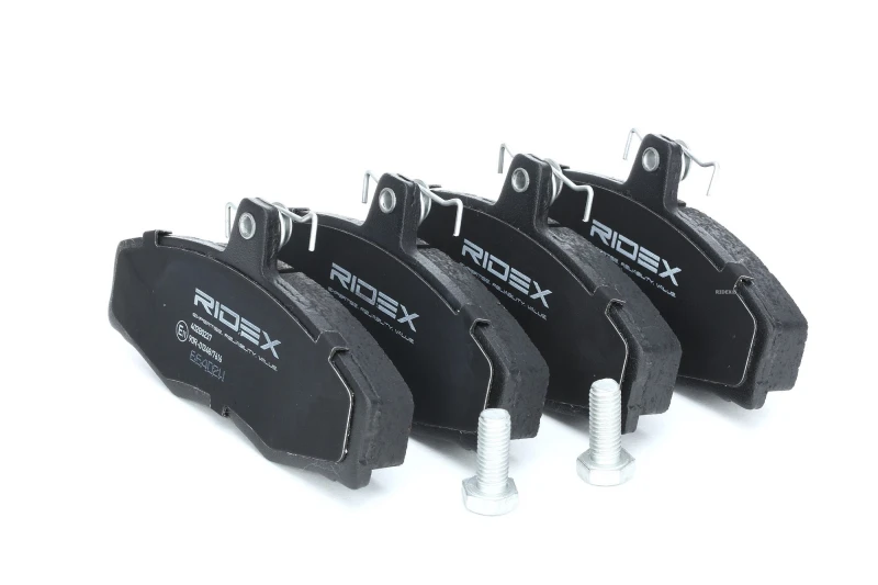 Image of RIDEX 402B0237 Brake pad set Front Axle, excl. wear warning contact, with spring, with anti-squeak plate Brake Pad Set,disc brake (402)