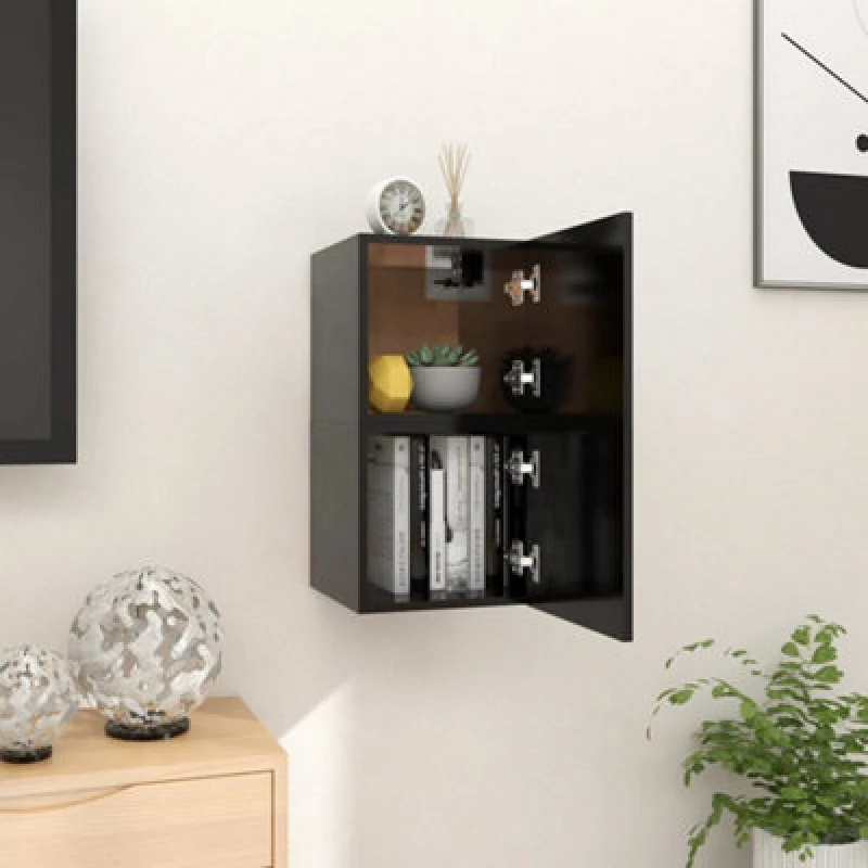 Image of Vidaxl Wall Mounted TV Cabinets 2 Pcs Black 30.5X30X30 Cm, Black 804485