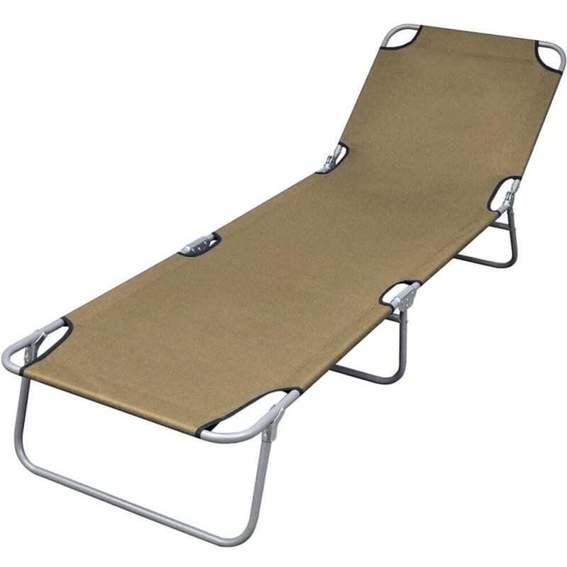 Image of VIDAXL Foldable Sunlounger with Adjustable Backrest Taupe vidaXL 44294
