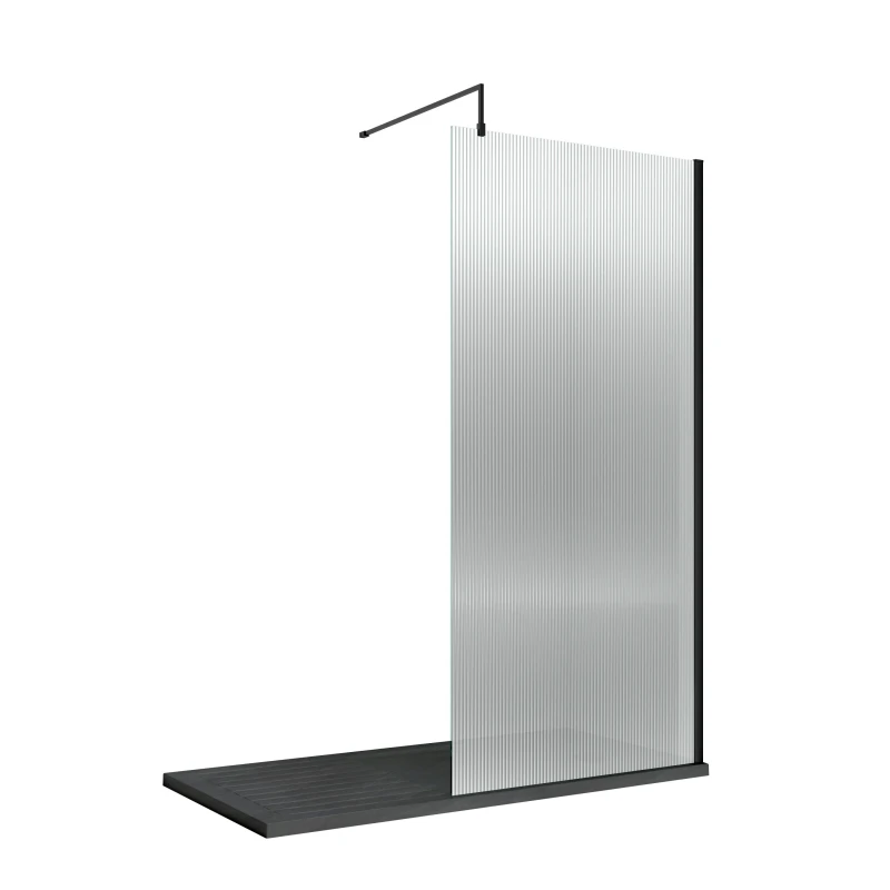 Image of Balterley 8mm Safety Glass Screen Support Bar Black 1850x900mm Black