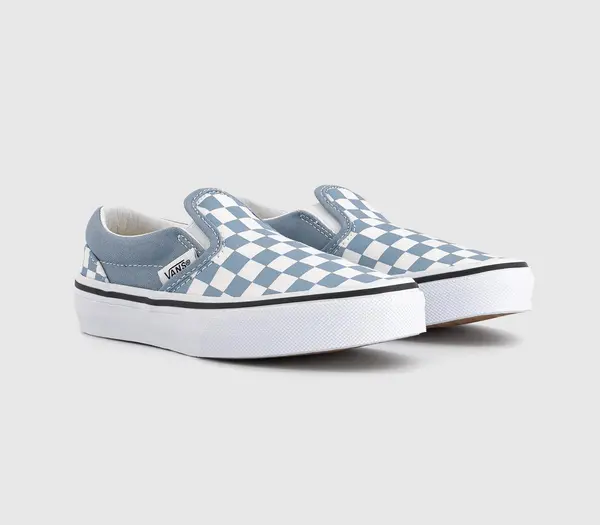 Image of Vans Classic Slip On Kids Color Theory Checkerboard Dusty Blue, 1 Youth