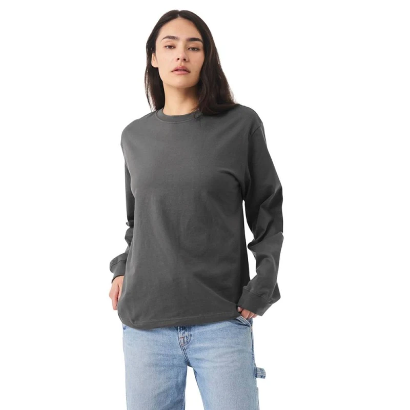 Image of Bella + Canvas Mens Heavyweight Long-Sleeved T-Shirt L in Charcoal Size: Large Charcoal Male L