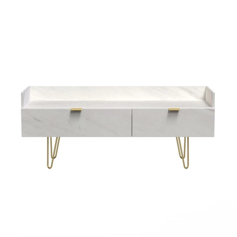 Image of Fuji 2 Drawer TV Unit In Marble (Ready Assembled)