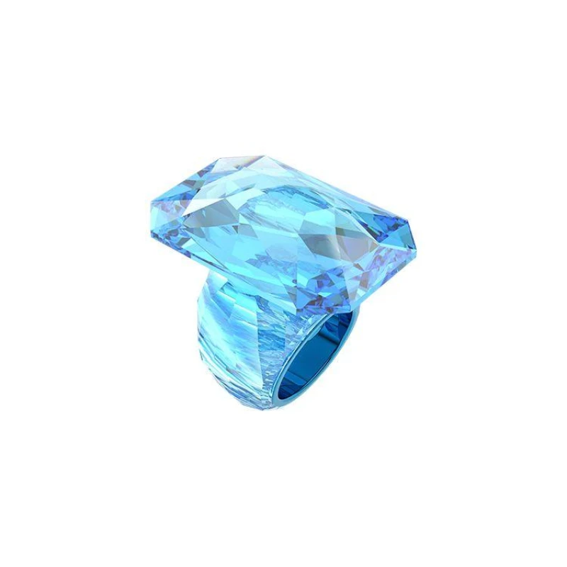 Image of Swarovski Lucent cocktail ring, Oversized crystal, Octagon cut, Yellow Size 55 - Blue Blue M