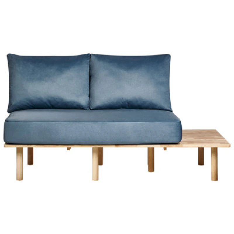 Image of Beliani Sofa 2 Seater Salo Fabric Blue With Tables
