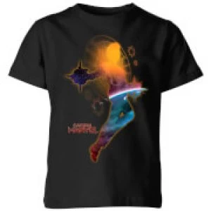 Image of Captain Marvel Nebula Flight Kids T-Shirt - Black - 11-12 Years