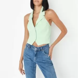 image of Missguided Halterneck Tailored Waistcoat - Green