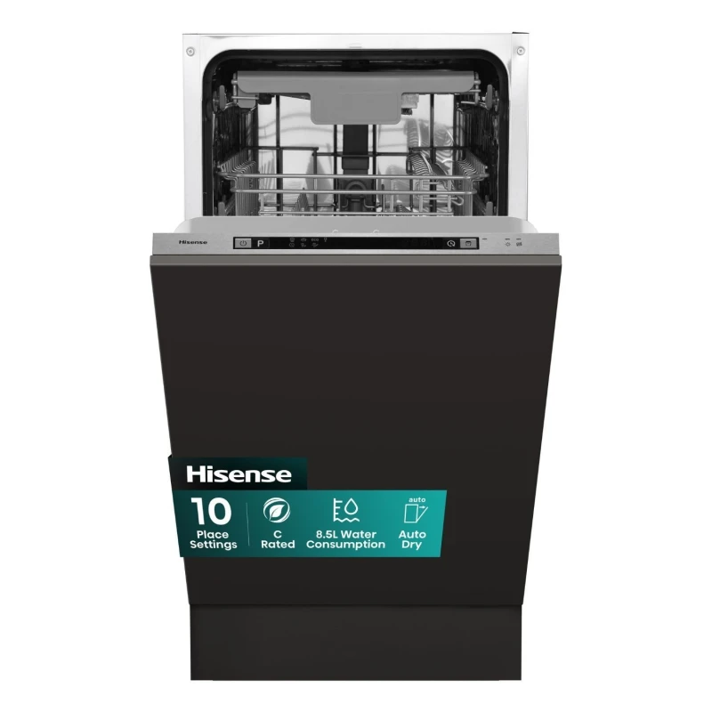 Image of Hisense Integrated Slimline Dishwasher - Auto Dry C-Rated Silver control panel HV523C15UK