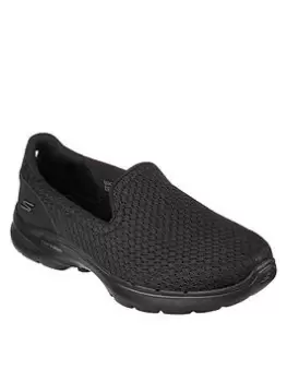 Image of Skechers Go Walk 6 Sea Coast Plimsolls, Black, Size 3, Women