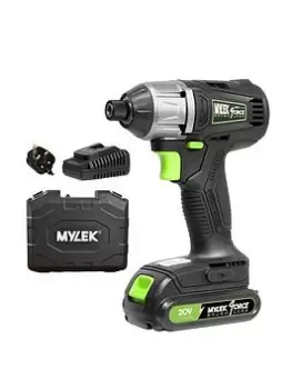 image of Mylek Mylek Cordless Impact Drill Driver 20V Brushless, Variable Speed, 280Nm, 0-3200Bpm With LED Work Light, Battery & Fast Charger, Forward And Reve