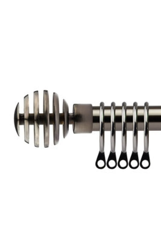 Image of 16-19mm Geneva Extendable Metal Curtain Pole Set Black Silk 120-210Cm