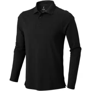 Image of Elevate Mens Oakville Long Sleeve Polo Shirt (XXL) (Solid Black)