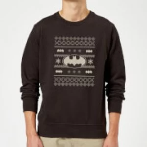 image of DC Batman Christmas Bat Knit Black Christmas Sweatshirt - L - Black