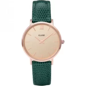Image of Ladies Cluse Minuit Rose Gold Lizard Watch