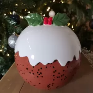 Image of 21cm Christmas Pudding Ceramic Cookie Jar