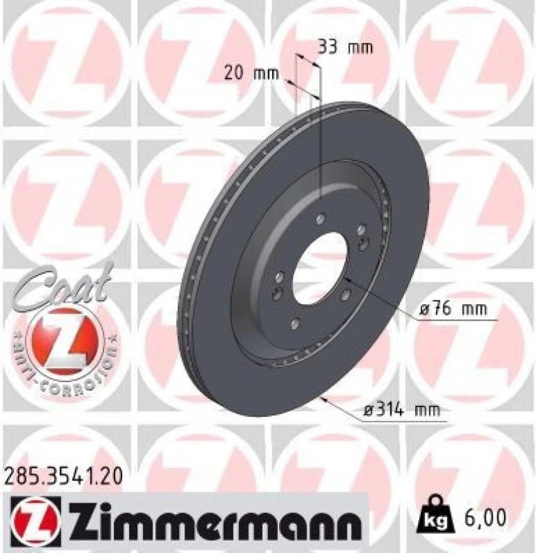 Image of ZIMMERMANN Brake disc ZIMMERMANN 285.3541.20