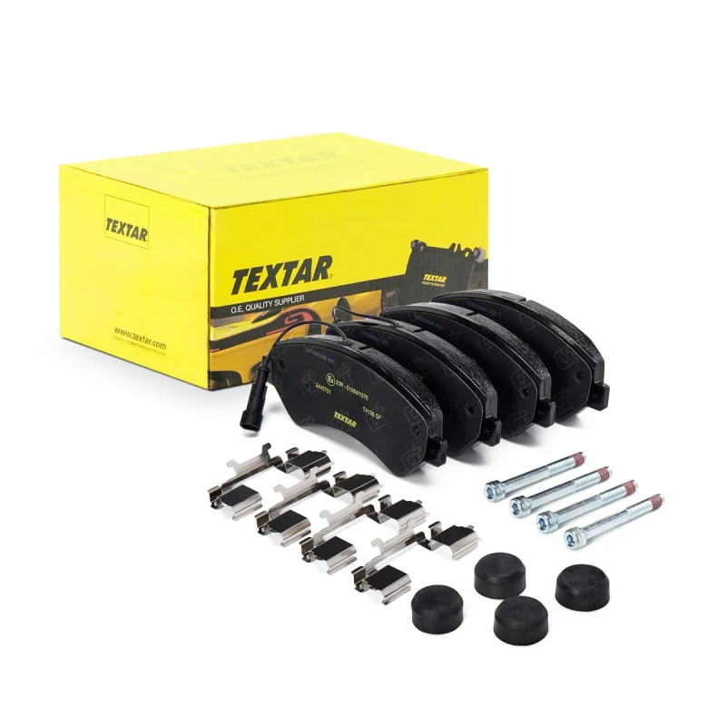 Image of TEXTAR 2446701 Brake pad set Q+ with integrated wear warning contact, with accessories, with brake caliper screws Brake Pad Set,disc brake (402)