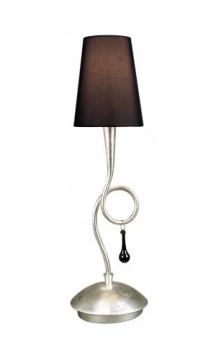 image of Table Lamp 1 Light E14, Silver Painted with Black Shade & Black Glass Droplets