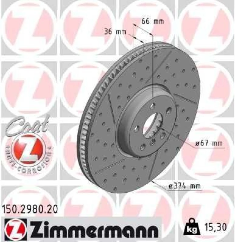 Image of ZIMMERMANN Brake disc ZIMMERMANN 150.2980.20