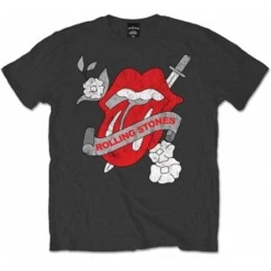 image of Rolling Stones Vintage Tattoo Charcoal Mens T Shirt: Large