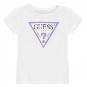 image of Guess Logo T Shirt - White/Pink TWHT