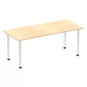 Image of Impulse 1800mm Straight Table Maple Top Chrome Post Leg