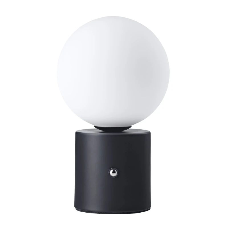 Image of Happy Homewares Matt Black Rechargeable Touch Dimmable Table Lamp with Opal Glass Globe Shade Black Unisex