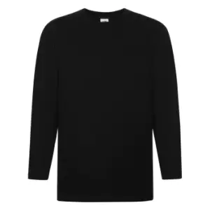 Image of Fruit Of The Loom Mens Super Premium Long Sleeve Crew Neck T-Shirt (XL) (Black)