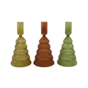 image of Willow Glass Tree Candle Holder 3 Pack H16cm D8cm