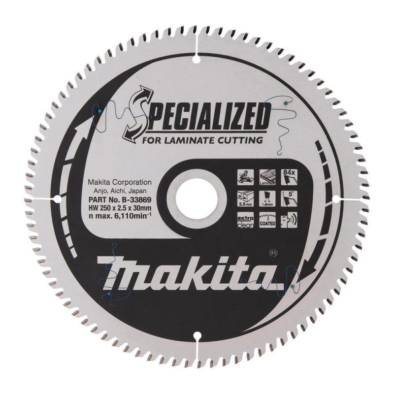 Image of Makita SPECIALIZED Circular Saw Blade for Laminate Cutting B-33869 Diameter: 250mm