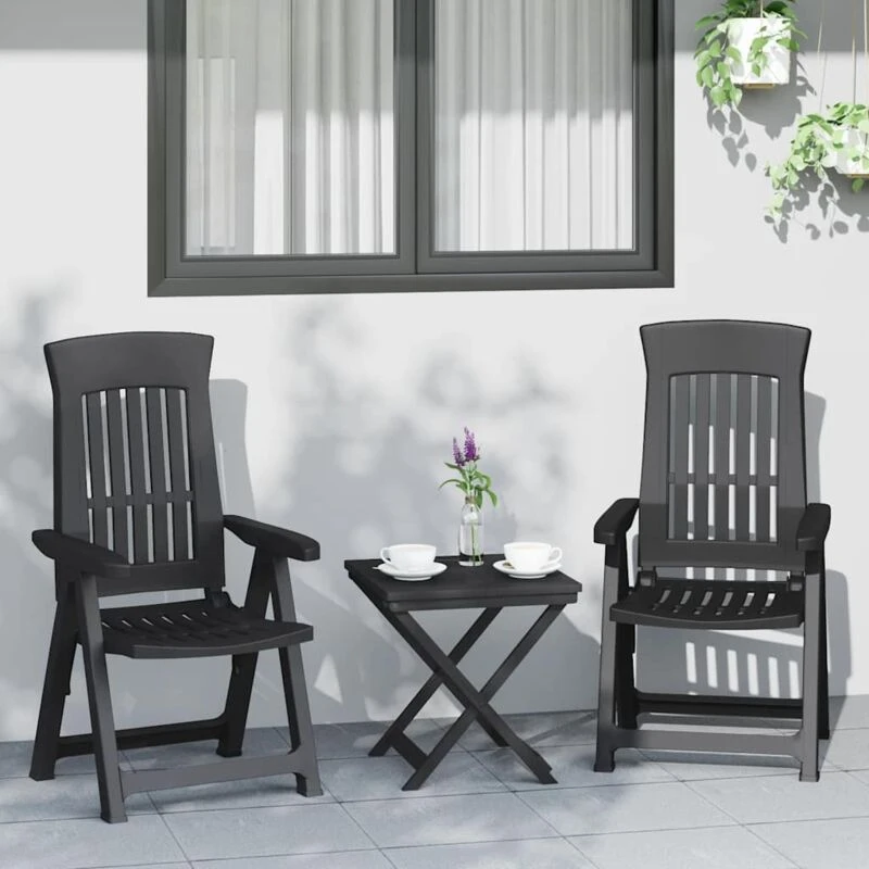 Image of VIDAXL Garden Reclining Chairs 2 pcs Anthracite pp Vidaxl 8720845897819