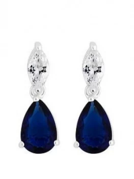 image of Simply Silver Sterling Silver Sapphire Blue Cubic Zirconia Pear Drop Earrings