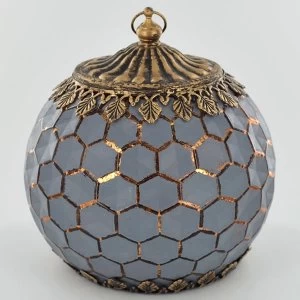 Image of LED Lantern Grey Geometric Pattern H17cm