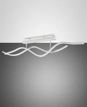 image of Sinuo Integrated LED Semi Flush Light White Glass