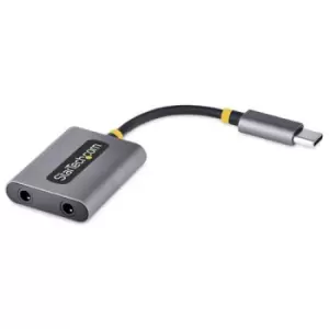 Image of StarTech.com USB-C Headphone Splitter USB Type C Dual Headset Adapter w/Mic Input USB C to 3.5mm Audio Adapter/Earphone Dongle USB C to Audio Jack/Aux