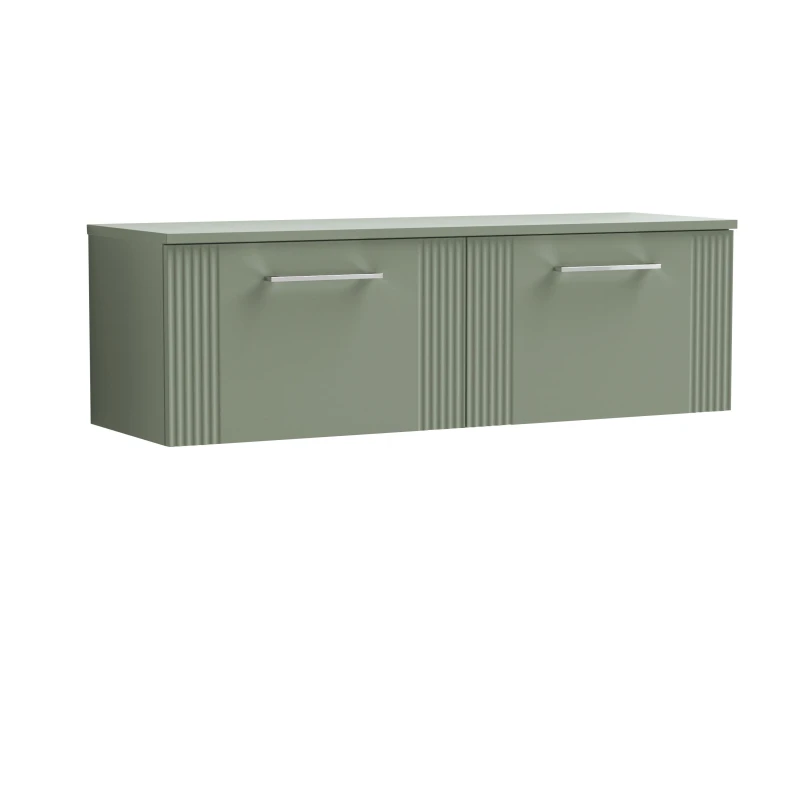 Image of Balterley 2 Drawer Wall Hung Vanity Colour Match Worktop Green 1200mm Green