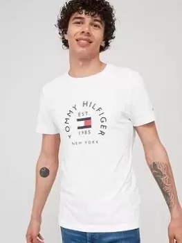 Image of Tommy Hilfiger Hilfiger Flag Arch T-Shirt - White, Size 2XL, Men