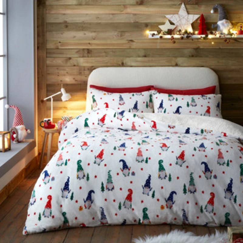 Image of Festive Gnomes Duvet Cover & Pillowcase Set
