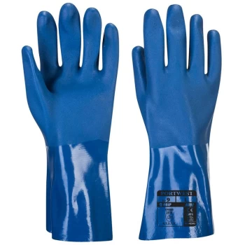 image of A880BLUXL - sz XL Trawlmaster 30cm Gauntlet - Blue - Portwest