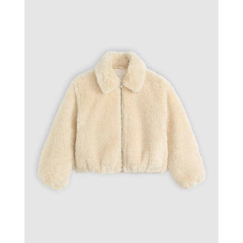 Image of Levis Womens Elle Sherpa Lined Denim Sherpa Jacket White Swan female 8 (XS)