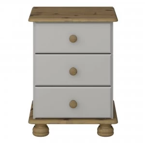 image of Colburn Grey 3 Drawer Bedside Grey