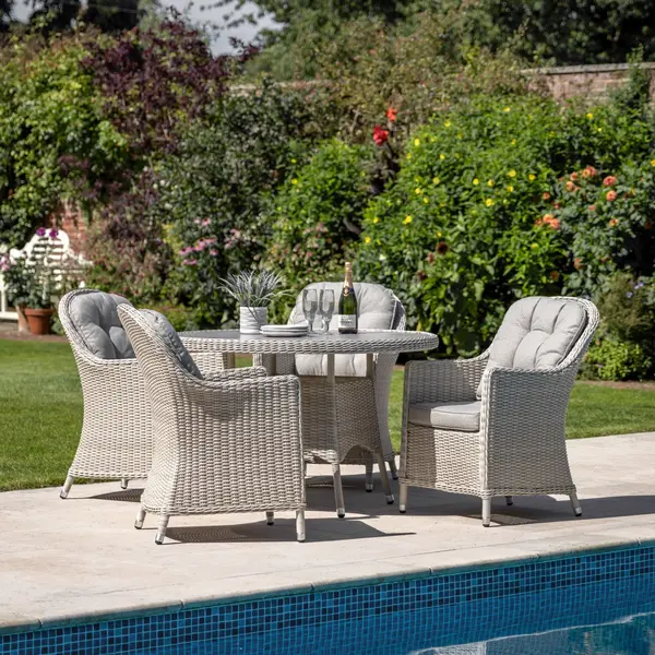 Image of Kingsdown 4 Seater Round Dining Set Stone