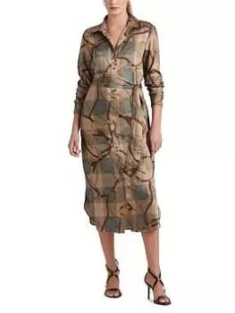 Image of Lauren by Ralph Lauren Shadny Luxe Shirt Dress, Tan, Size 12, Women