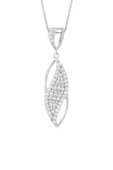 Image of Navette Pendant with Pave CZ Wave