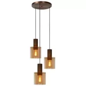 Image of Lucide TOLEDO - Cluster Pendant Light - 3xE27 - Amber